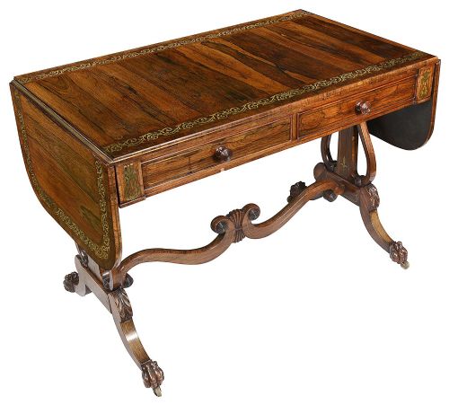 REGENCY PERIOD BRASS INLAID SOFA TABLE