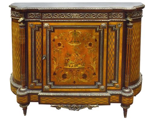 LOUIS XVI STYLE MARQUETRY INLAID SIDE CABINET 1880 - ADDITIONAL PHOTO 1