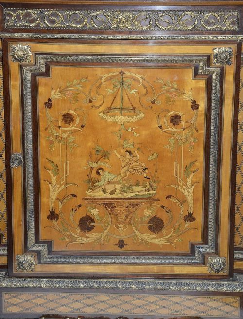 LOUIS XVI STYLE MARQUETRY INLAID SIDE CABINET 1880 - ADDITIONAL PHOTO 2