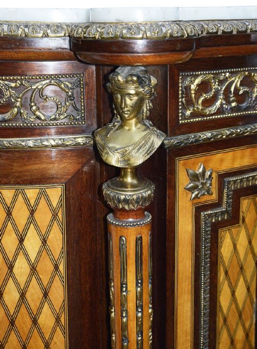 LOUIS XVI STYLE MARQUETRY INLAID SIDE CABINET 1880 - ADDITIONAL PHOTO 3