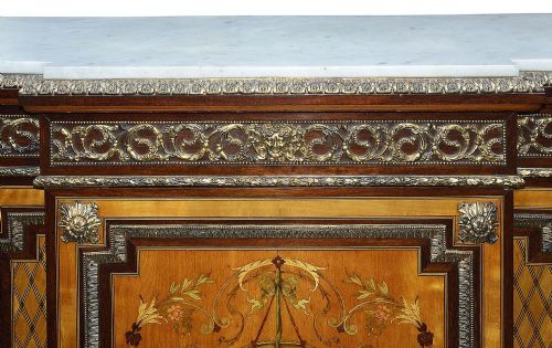 LOUIS XVI STYLE MARQUETRY INLAID SIDE CABINET 1880 - ADDITIONAL PHOTO 6