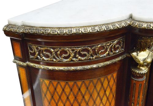 LOUIS XVI STYLE MARQUETRY INLAID SIDE CABINET 1880 - ADDITIONAL PHOTO 7