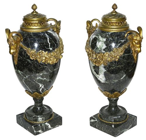 PAIR LOUIS XVI STYLE MARBLE VASES LAMPS - ADDITIONAL PHOTO 1
