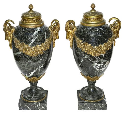 PAIR LOUIS XVI STYLE MARBLE VASES LAMPS - ADDITIONAL PHOTO 5