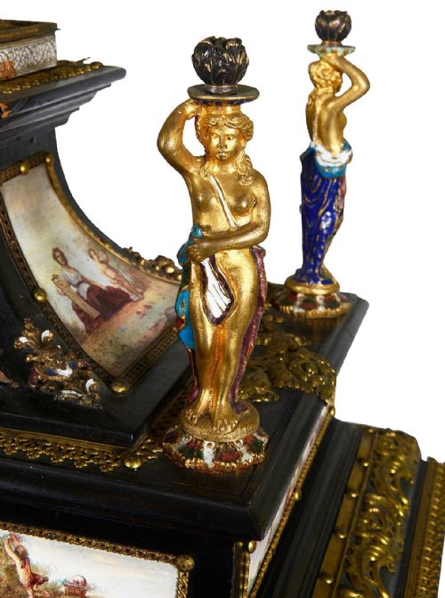 VIENNESE ENAMEL TABLE CABINET 19TH CENTURY - ADDITIONAL PHOTO 4