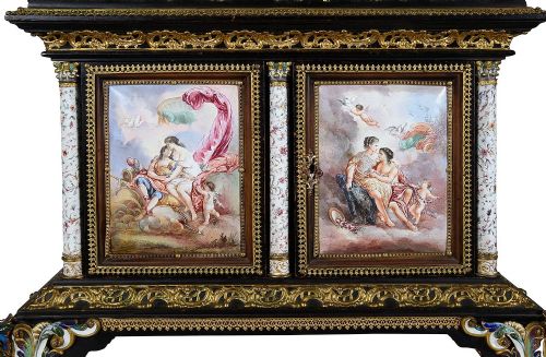 VIENNESE ENAMEL TABLE CABINET 19TH CENTURY - ADDITIONAL PHOTO 5