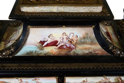 VIENNESE ENAMEL TABLE CABINET 19TH CENTURY - ADDITIONAL PHOTO 9