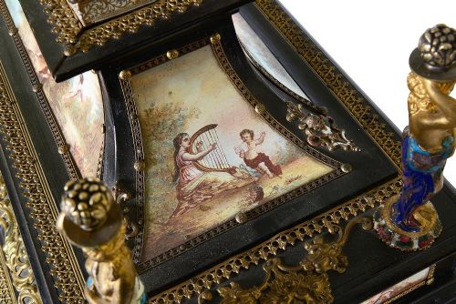 VIENNESE ENAMEL TABLE CABINET 19TH CENTURY - ADDITIONAL PHOTO 11