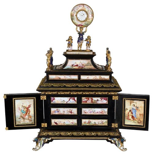 VIENNESE ENAMEL TABLE CABINET 19TH CENTURY - ADDITIONAL PHOTO 14