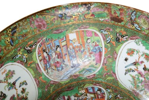 LARGE ROSE MEDALLION BOWL C19TH 19 DIA - ADDITIONAL PHOTO 4