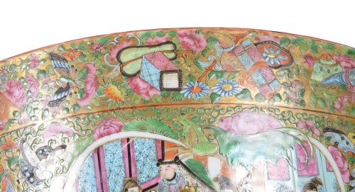 LARGE ROSE MEDALLION BOWL C19TH 19 DIA - ADDITIONAL PHOTO 8