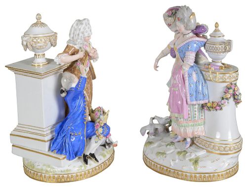 PAIR 19TH CENTURY ROMANTIC MEISSEN PORCELAIN GROUPS - ADDITIONAL PHOTO 1