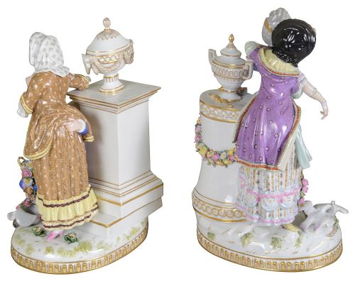 PAIR 19TH CENTURY ROMANTIC MEISSEN PORCELAIN GROUPS - ADDITIONAL PHOTO 2