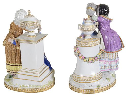 PAIR 19TH CENTURY ROMANTIC MEISSEN PORCELAIN GROUPS - ADDITIONAL PHOTO 3