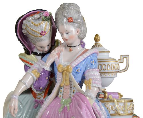 PAIR 19TH CENTURY ROMANTIC MEISSEN PORCELAIN GROUPS - ADDITIONAL PHOTO 5