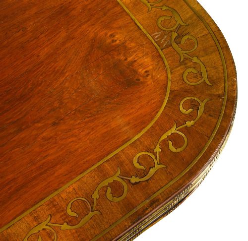PAIR REGENCY PERIOD BRASS INLAID CARD TABLES CIRCA 1820 - ADDITIONAL PHOTO 4