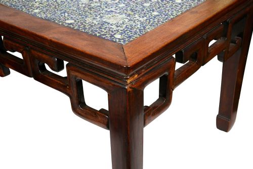 PAIR 19TH CENTURY CHINESE STANDS WITH INSET PORCELAIN PANELS - ADDITIONAL PHOTO 5