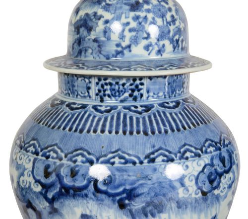 RARE PAIR C17TH CENTURY JAPANESE ARITA BLUE AND WHITE PORCELAIN LIDDED VASES - ADDITIONAL PHOTO 4