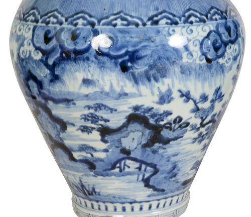 RARE PAIR C17TH CENTURY JAPANESE ARITA BLUE AND WHITE PORCELAIN LIDDED VASES - ADDITIONAL PHOTO 5