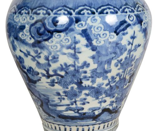 RARE PAIR C17TH CENTURY JAPANESE ARITA BLUE AND WHITE PORCELAIN LIDDED VASES - ADDITIONAL PHOTO 6
