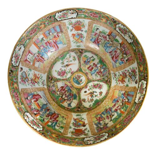 LARGE CHINESE CANTON ROSE MEDALLION BOWL 16 DIAMETER C19TH - ADDITIONAL PHOTO 4