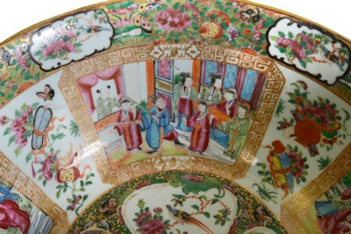 LARGE CHINESE CANTON ROSE MEDALLION BOWL 16 DIAMETER C19TH - ADDITIONAL PHOTO 6