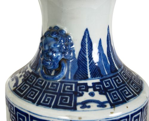 CHINESE BLUE AND WHITE PORCELAIN VASE LAMP C19TH - ADDITIONAL PHOTO 4