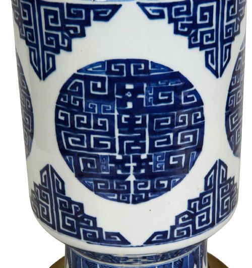 CHINESE BLUE AND WHITE PORCELAIN VASE LAMP C19TH - ADDITIONAL PHOTO 5