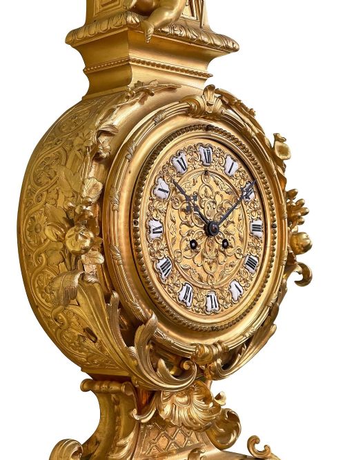 FRENCH LOUIS XVI STYLE CARTEL WALL CLOCK 52 1880 - ADDITIONAL PHOTO 1
