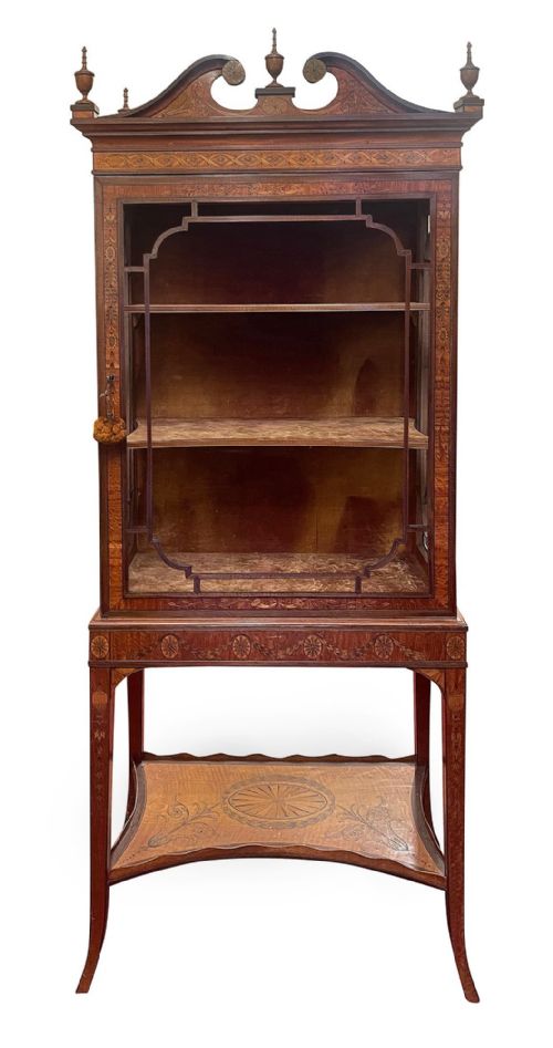 EDWARDIAN SHERATON REVIVAL DISPLAY CABINET CIRCA 1900 - ADDITIONAL PHOTO 1