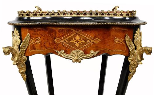 C19TH MARQUETRY INLAID SIDE TABLE JARDINIERE - ADDITIONAL PHOTO 3