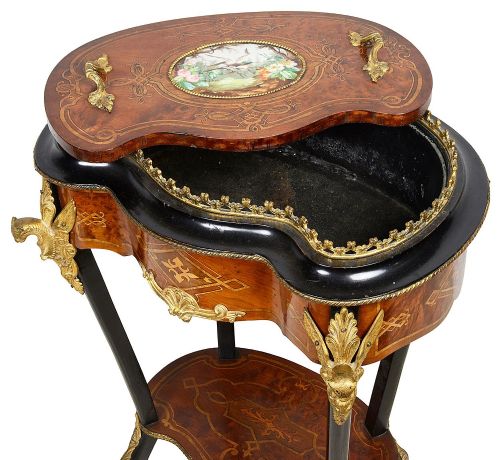 C19TH MARQUETRY INLAID SIDE TABLE JARDINIERE - ADDITIONAL PHOTO 5