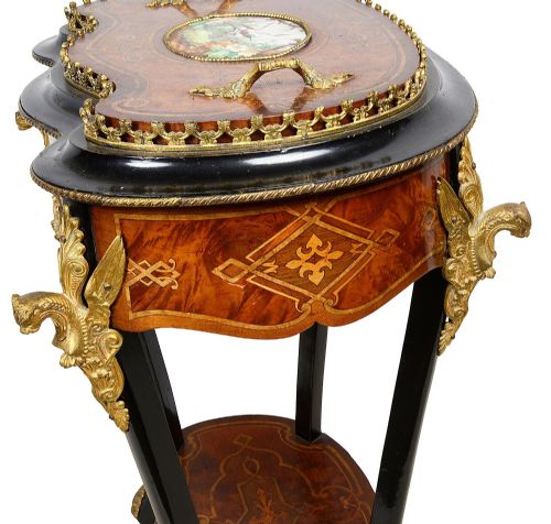 C19TH MARQUETRY INLAID SIDE TABLE JARDINIERE - ADDITIONAL PHOTO 6