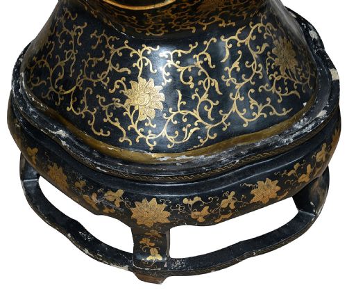 MONUMENTAL PAIR CHINESE EXPORT CHINOISERIE LACQUER TEMPLE VASES 86 - ADDITIONAL PHOTO 4