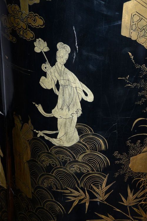 MONUMENTAL PAIR CHINESE EXPORT CHINOISERIE LACQUER TEMPLE VASES 86 - ADDITIONAL PHOTO 6