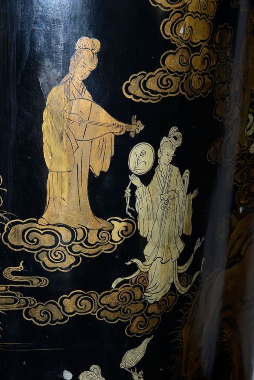 MONUMENTAL PAIR CHINESE EXPORT CHINOISERIE LACQUER TEMPLE VASES 86 - ADDITIONAL PHOTO 7