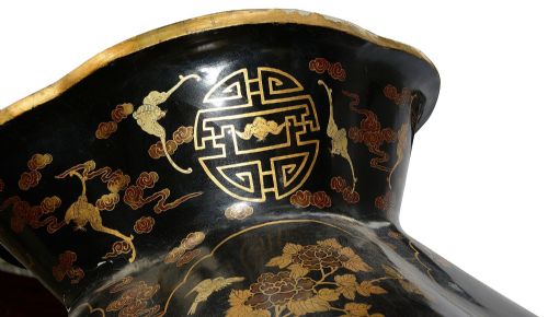 MONUMENTAL PAIR CHINESE EXPORT CHINOISERIE LACQUER TEMPLE VASES 86 - ADDITIONAL PHOTO 9