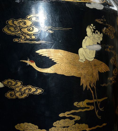 MONUMENTAL PAIR CHINESE EXPORT CHINOISERIE LACQUER TEMPLE VASES 86 - ADDITIONAL PHOTO 12