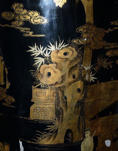 MONUMENTAL PAIR CHINESE EXPORT CHINOISERIE LACQUER TEMPLE VASES 86 - ADDITIONAL PHOTO 14