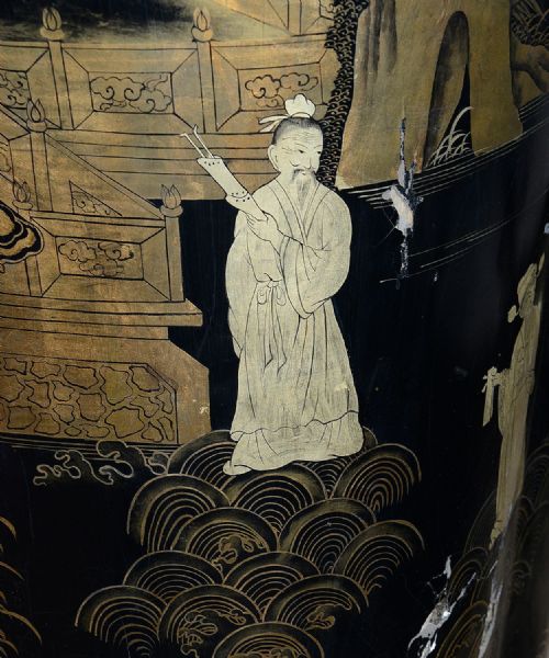 MONUMENTAL PAIR CHINESE EXPORT CHINOISERIE LACQUER TEMPLE VASES 86 - ADDITIONAL PHOTO 15