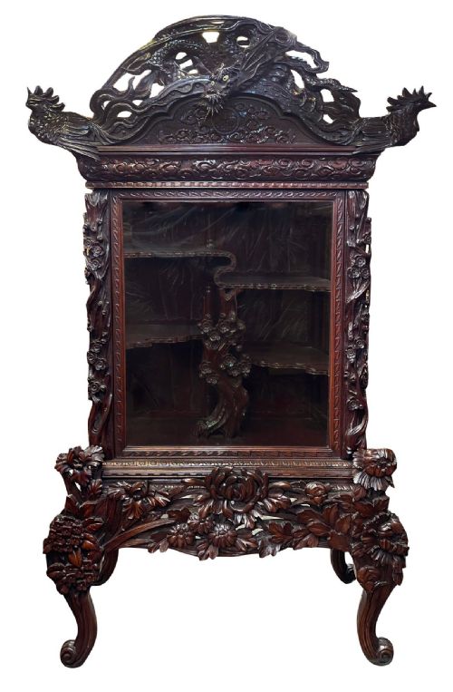 CHINOISERIE CARVED WOOD DISPLAY CABINET CIRCA 1880 - ADDITIONAL PHOTO 1