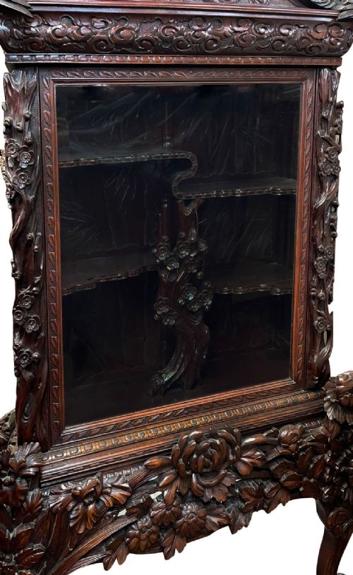 CHINOISERIE CARVED WOOD DISPLAY CABINET CIRCA 1880 - ADDITIONAL PHOTO 3