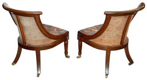 PAIR REGENCY PERIOD LIBRARY CHAIRS CIRCA 1820 - ADDITIONAL PHOTO 1