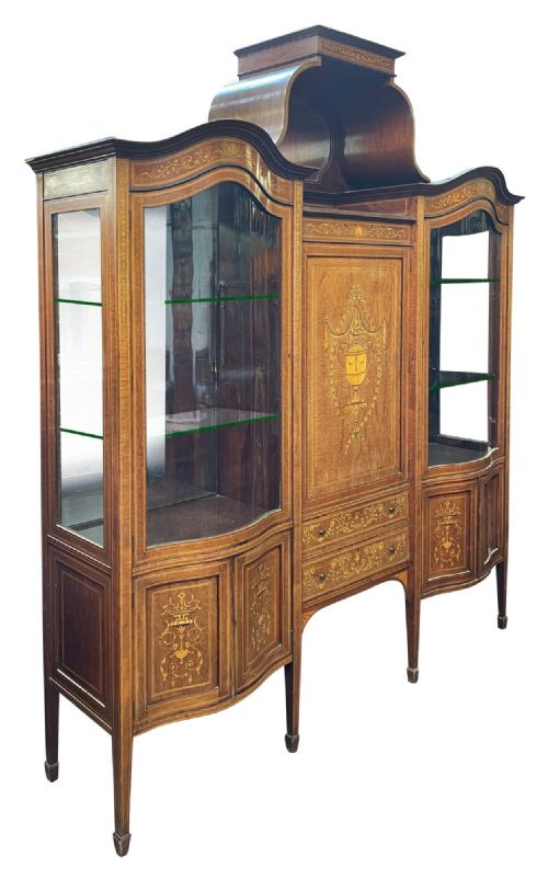 FINE QUALITY SHERATON REVIVAL INLAID DISPLAY CABINET - ADDITIONAL PHOTO 1