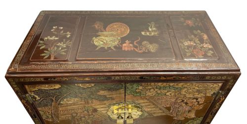 PAIR CHINOISERIE LACQUER CABINETS ON STAND CIRCA 1900 - ADDITIONAL PHOTO 6