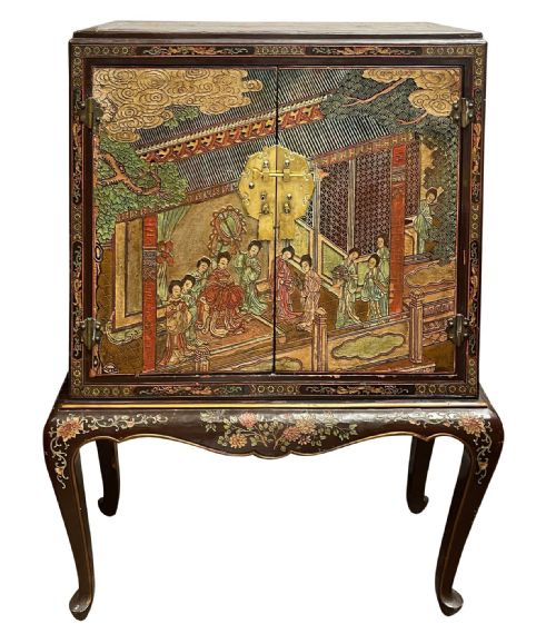 PAIR CHINOISERIE LACQUER CABINETS ON STAND CIRCA 1900 - ADDITIONAL PHOTO 11