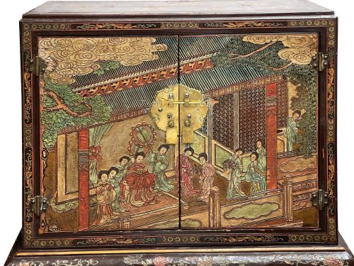 PAIR CHINOISERIE LACQUER CABINETS ON STAND CIRCA 1900 - ADDITIONAL PHOTO 12