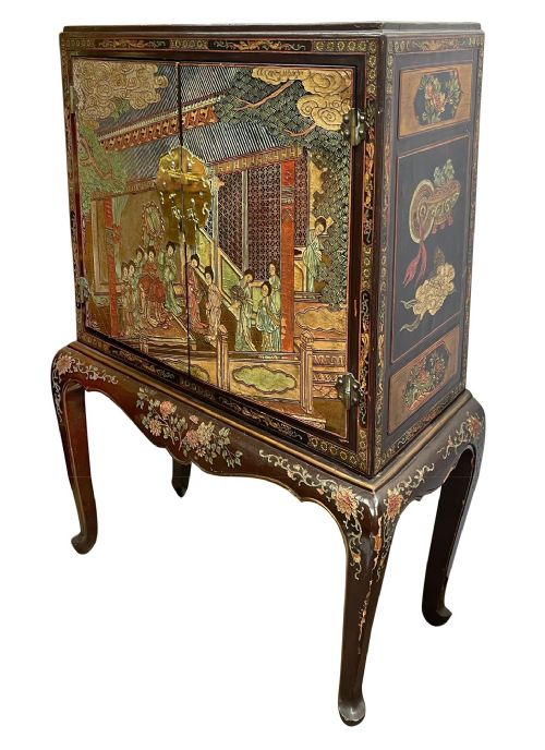 PAIR CHINOISERIE LACQUER CABINETS ON STAND CIRCA 1900 - ADDITIONAL PHOTO 15