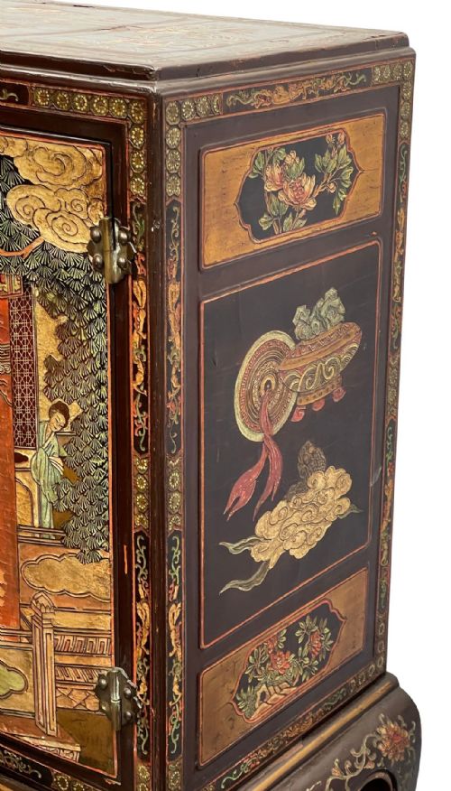 PAIR CHINOISERIE LACQUER CABINETS ON STAND CIRCA 1900 - ADDITIONAL PHOTO 16
