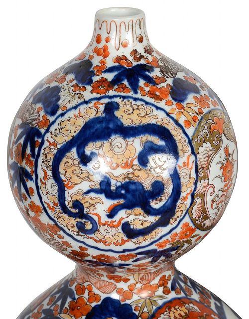 PAIR FINE QUALITY JAPANESE IMARI DOUBLE GOURDE VASES CIRCA 1880 - ADDITIONAL PHOTO 2